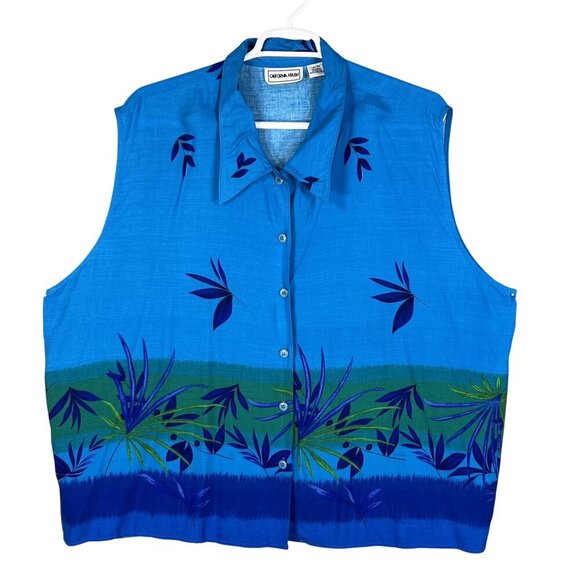 California Krush 3X Tropical 2-Piece Button Up Top Elastic Waist Pants  Vacation - Picture 3 of 16